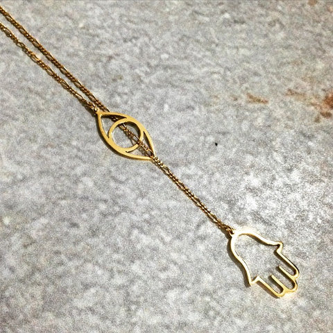 Collar Hamsa en oro.