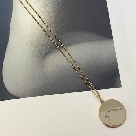 Collar medalla acuario en oro.