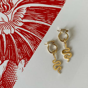 Aretes arracadas Serpiente en oro.