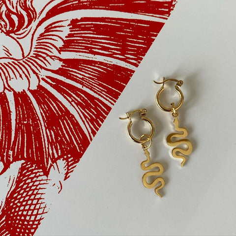 Aretes arracadas Serpiente en oro.