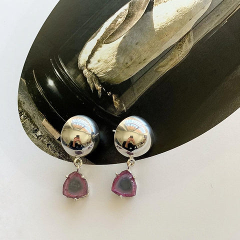 Aretes en Plata y Turmalina.