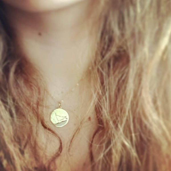 Collar medalla capricornio en oro.
