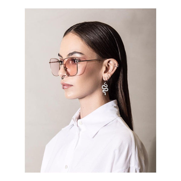 Aretes Serpiente M en plata.